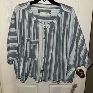 Striped Button-Up Blouse